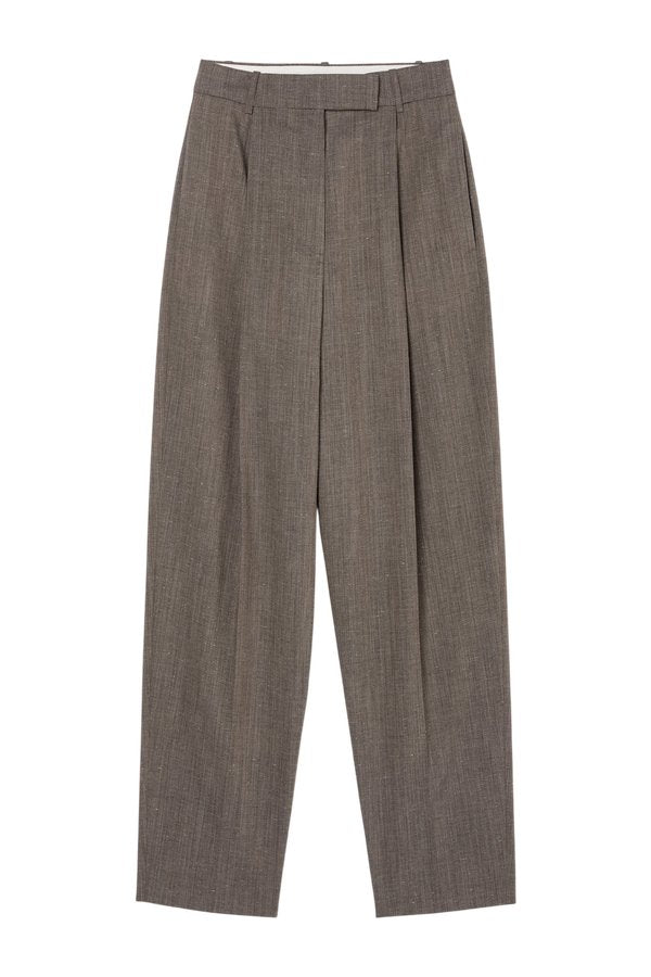 Daria - Single pleat tapered trousers | earth slub — packshot
