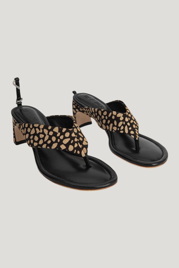 Dasha Heel Black Cheetah Pony Hair — model front