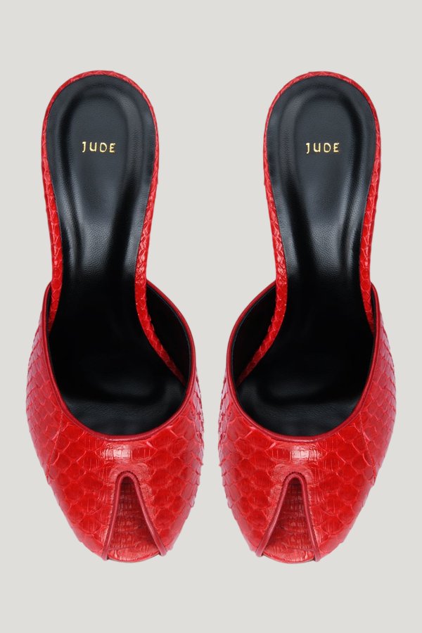 Date Mule Red Python Leather — extra