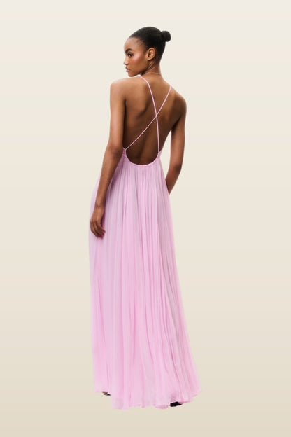 Dayna Chiffon Open Back Maxi Dress — model back