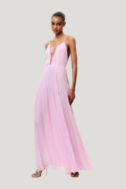 Dayna Chiffon Open Back Maxi Dress — model front