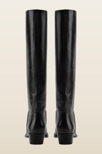 Den Knee Boot Black Leather — model back