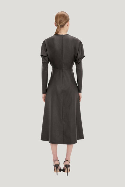 Dolman Midi Dress In Dark Grey Melange — extra