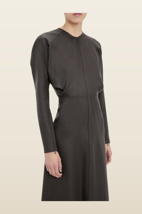 Dolman Midi Dress In Dark Grey Melange — model back