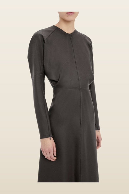 Dolman Midi Dress In Dark Grey Melange — model back