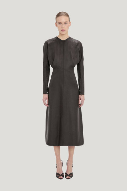 Dolman Midi Dress In Dark Grey Melange — model front