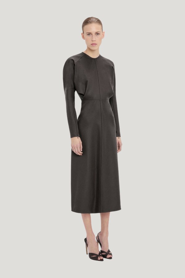 Dolman Midi Dress In Dark Grey Melange — model side