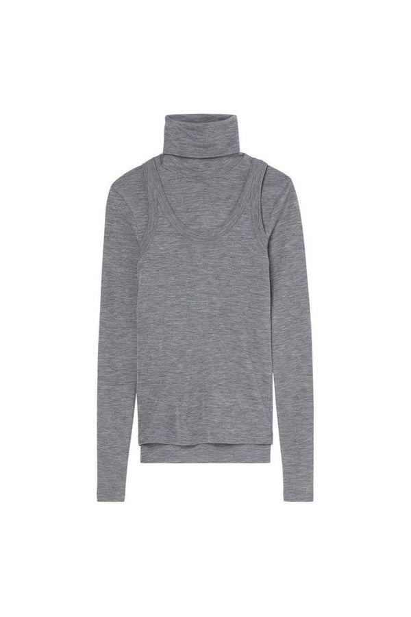Double-layer wool top | mid grey melange — packshot
