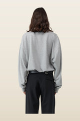 Drawstring Long Sleeve Top - Light Grey Marle — model back