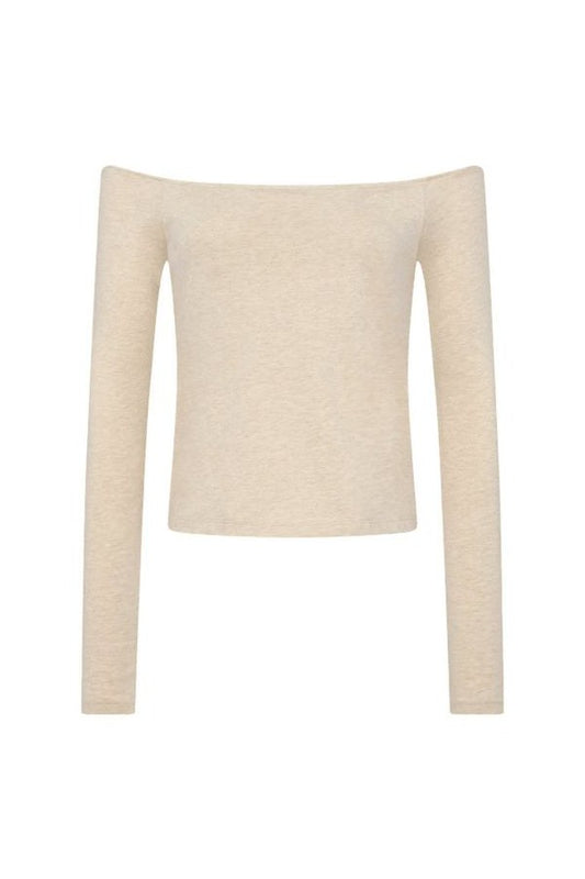 Ease Long Sleeve Top | Heather Oat — packshot