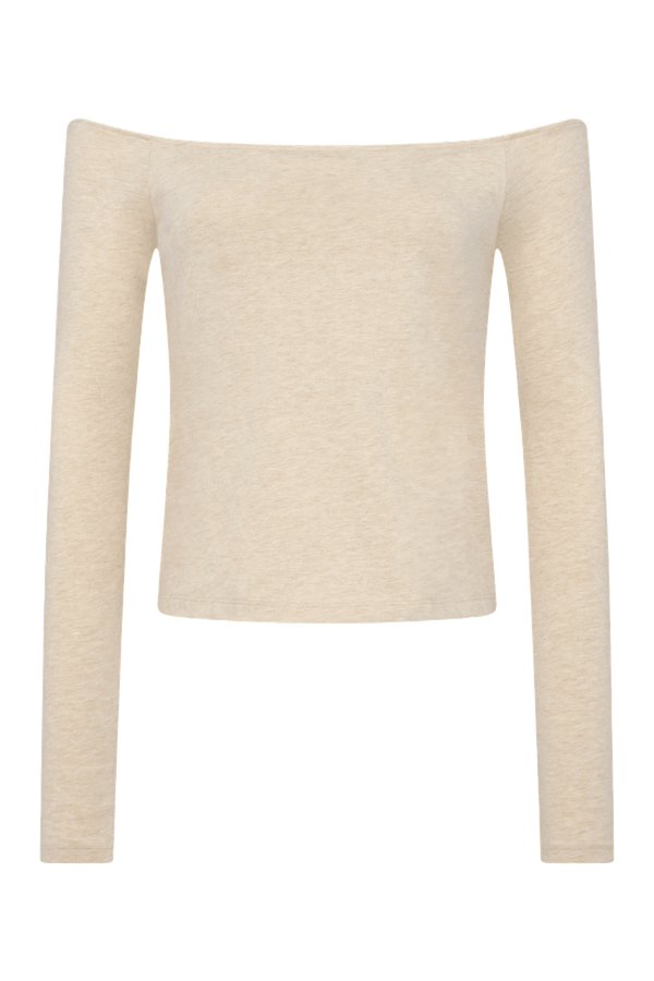 Ease Long Sleeve Top | Heather Oat — packshot
