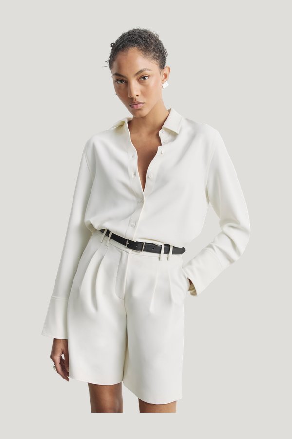 Effortless Oversized Shirt — model side