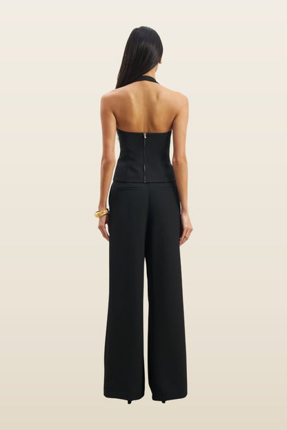Effortless Pleated Wide Leg Trousers — model back