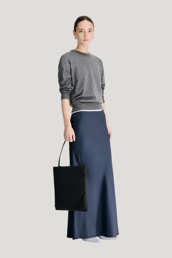 ELI Silk twill maxi skirt — model side