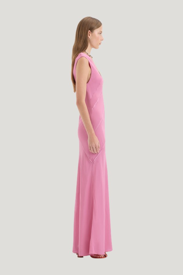Elin Panelled Gown — model side