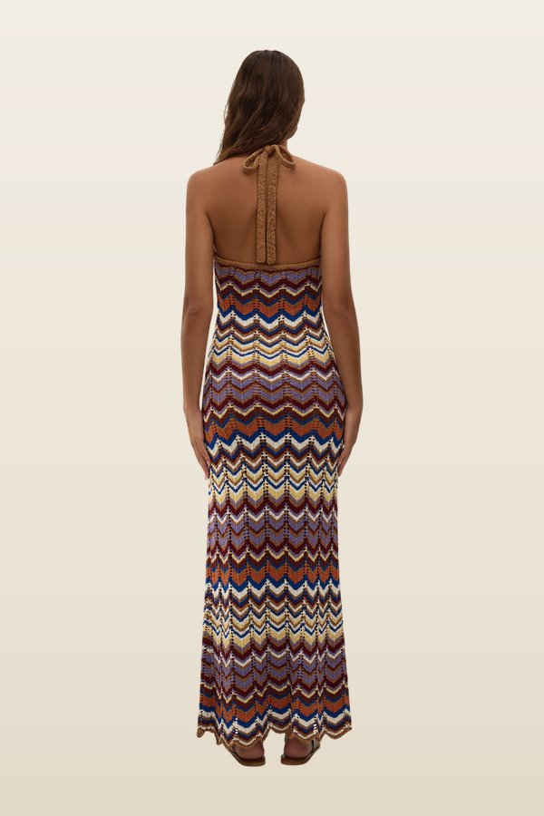 Elisa Maxi Dress Cadaquès Stripe — model back