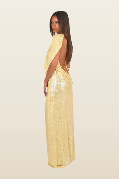 Soleil Sequin Gown — model back