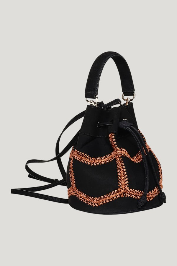 Estella In Black Crochet Suede — model front