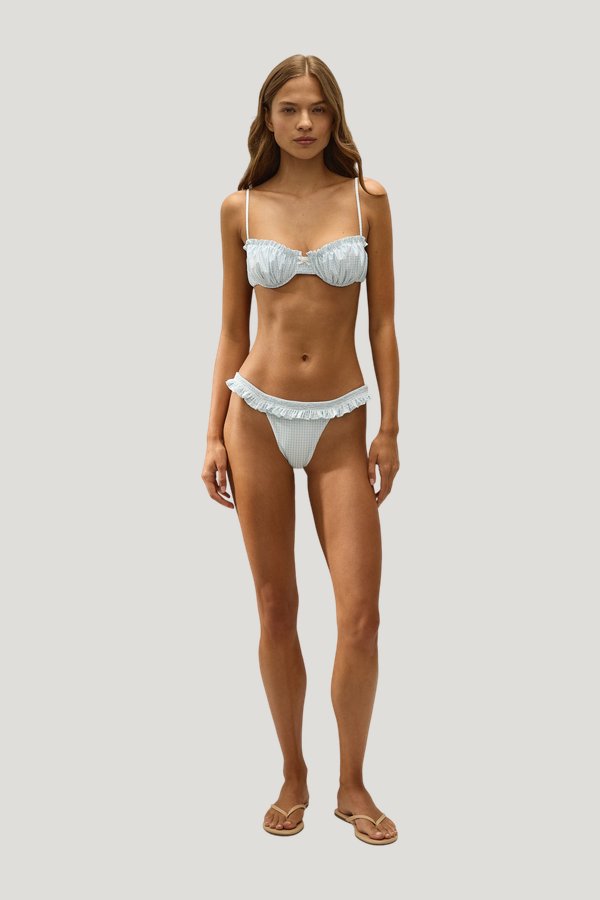 Esterel Bikini Bottom Gingham Sky — model front