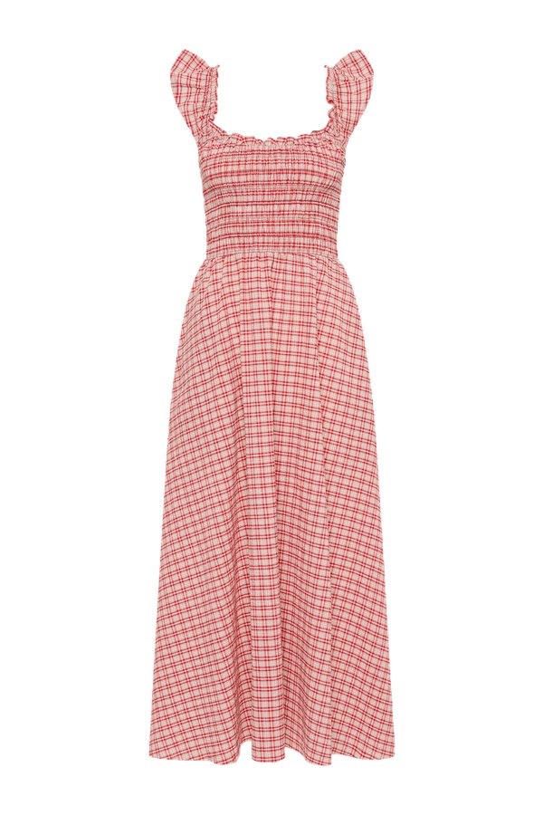 Eudora Midi Dress Vintage Red Check — packshot