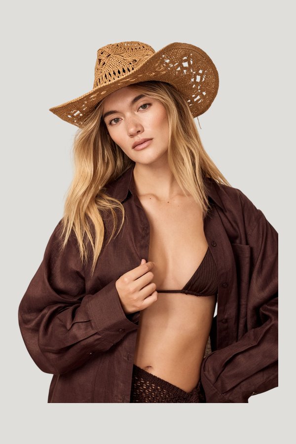 Exuma Hat Rattan - Natural — model front