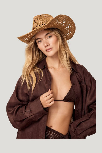 Exuma Hat Rattan - Natural — model front