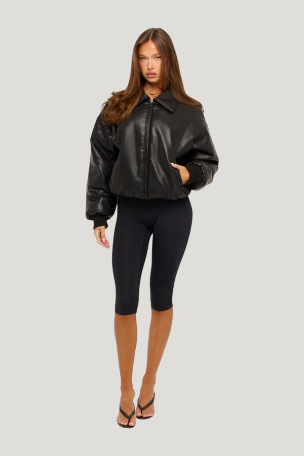 Faux Leather Bomber Jacket — carry 2