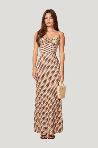 Fererra Dress - Husk Geo Silk — model front