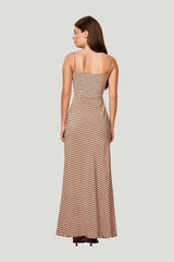 Fererra Dress - Husk Geo Silk — model side