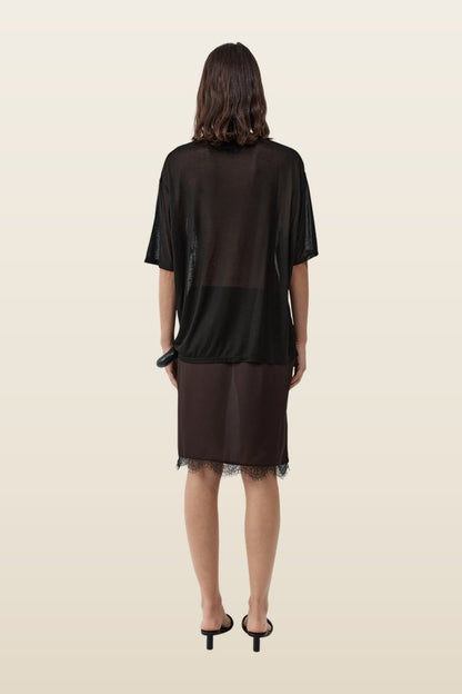 Fine Lace Skirt - Bark — model back