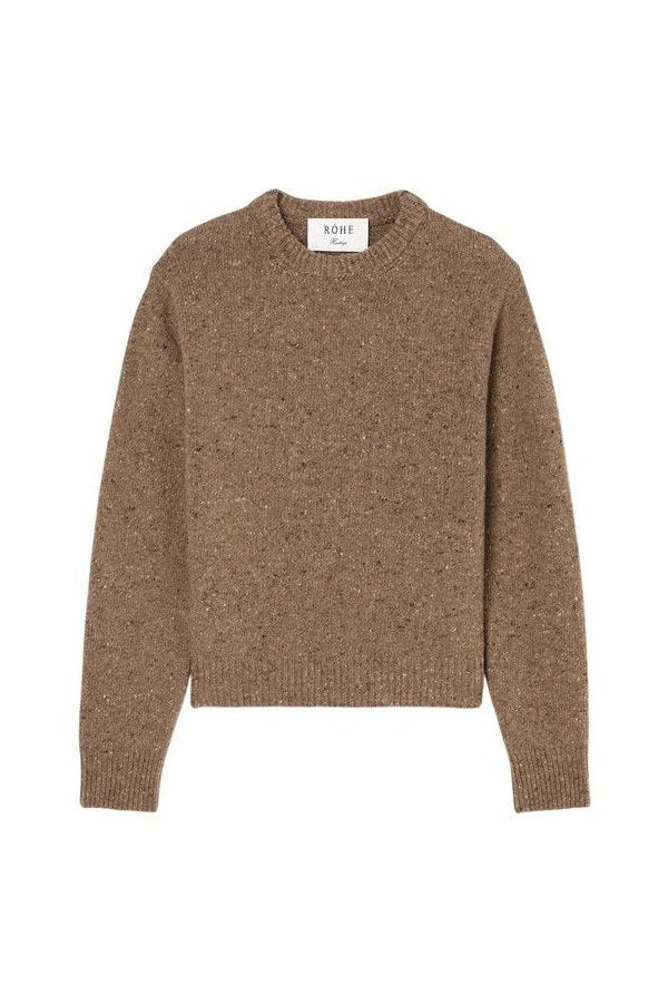 Fitted mouliné crewneck | mouliné taupe melange — packshot