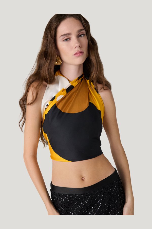 Flag Silk Scarf — model side