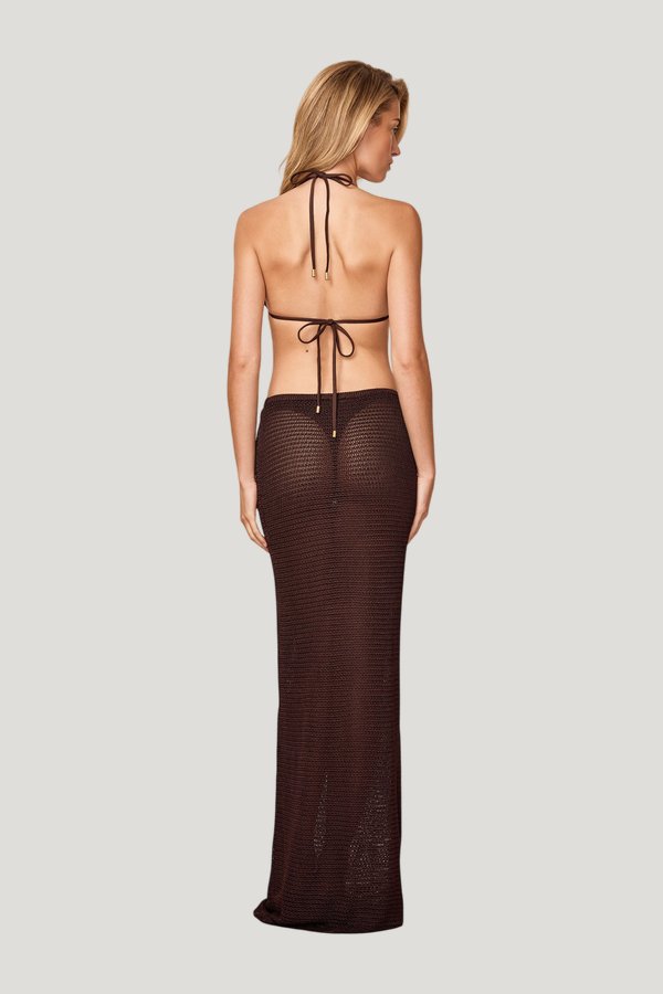 Fontelina Skirt - Espresso Treble Knit — model side
