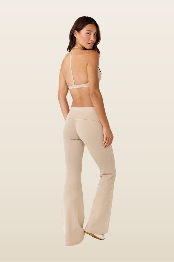 Form Invisible Scrunch Flare Fold Over Leggings | Fawn — model back