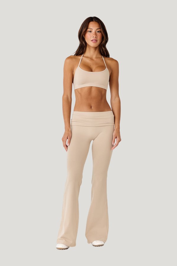 Form Invisible Scrunch Flare Fold Over Leggings | Fawn — model front