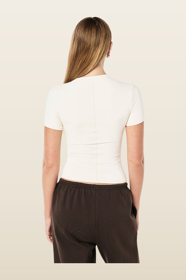 Foundation Short Sleeve Tee In Whisper — model back