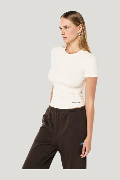 Foundation Short Sleeve Tee In Whisper — model side