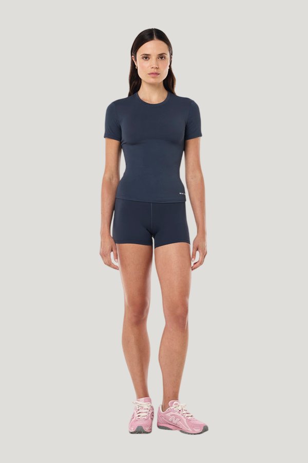 Foundation Short Sleeve Tee In Marine — model front