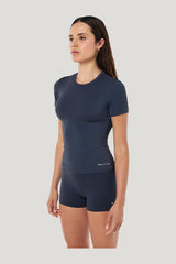 Foundation Short Sleeve Tee In Marine — model side