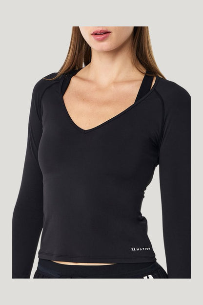 Foundation V Neck Long Sleeve Top — model side