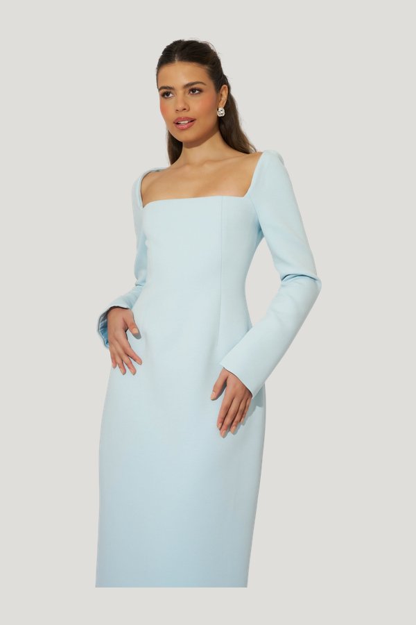 Framed Neckline Maxi Dress — model side