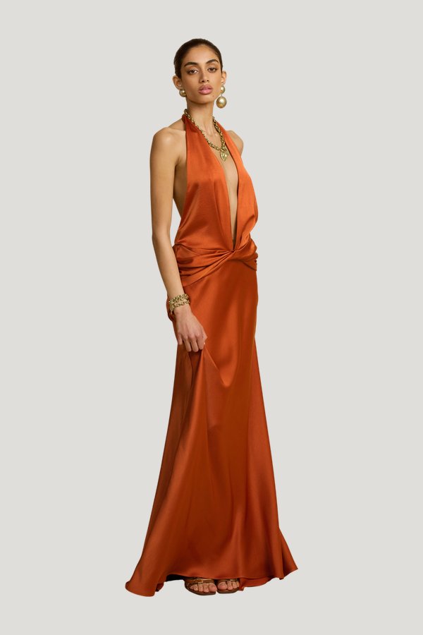 Francesca Dress Rust — model front