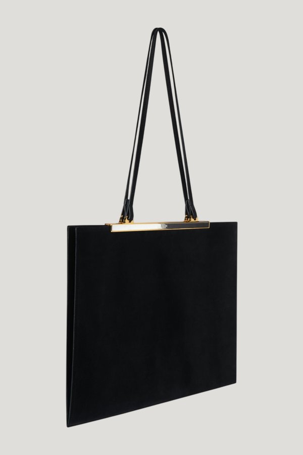 Gaia Bag Black Nubuck Leather — model side