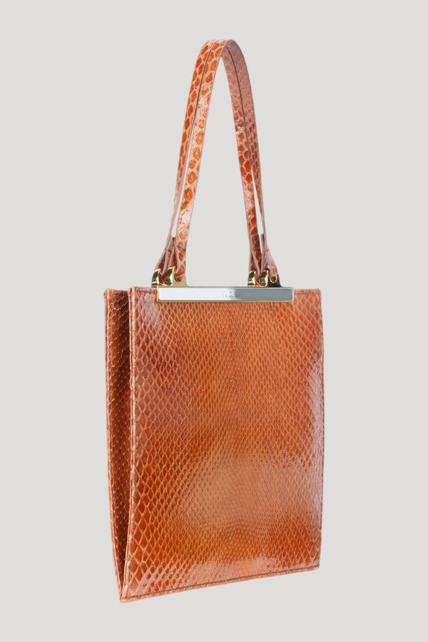 Gaia Mini Bag Tan Python Leather — carry 2