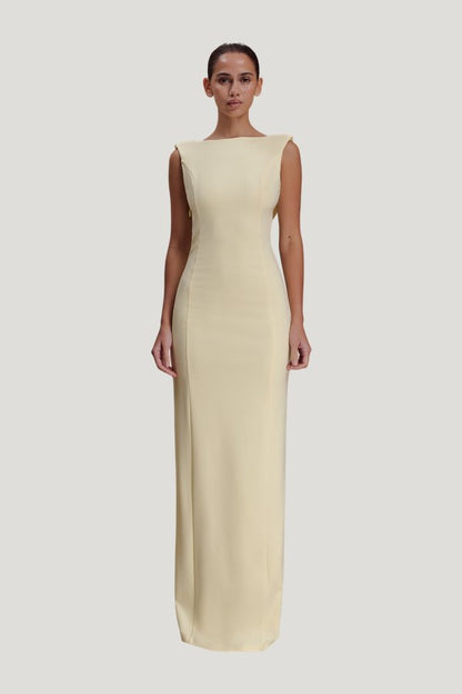 Galilea Crepe Draped Maxi Dress — model front