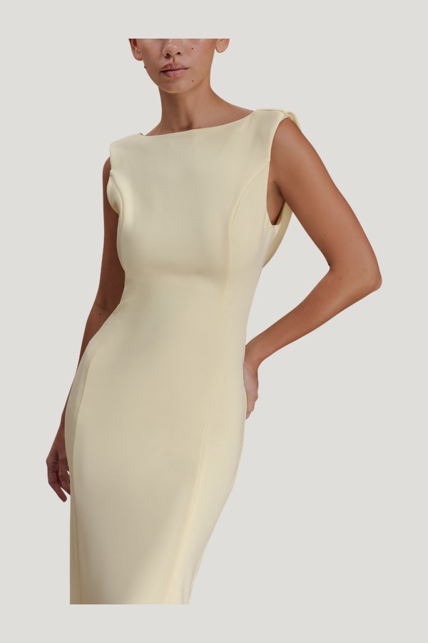 Galilea Crepe Draped Maxi Dress — model side