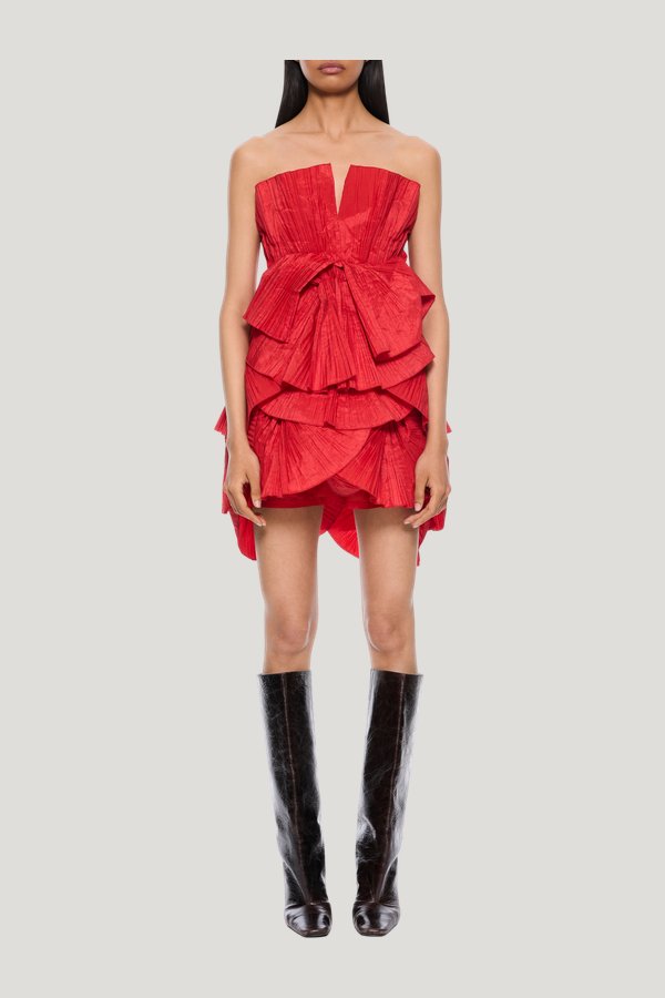 80's Red Pleated Mini Dress — carry 2