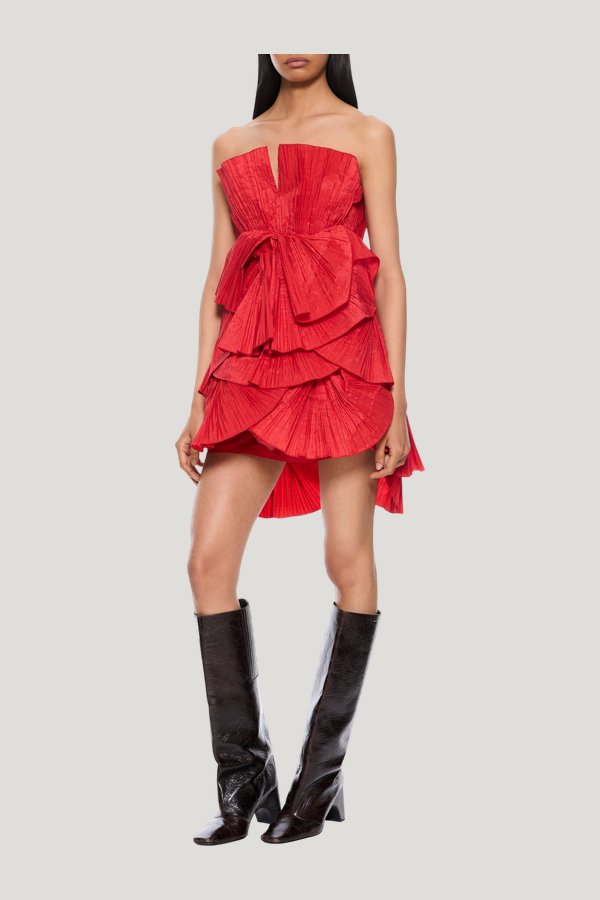 80's Red Pleated Mini Dress — carry 3