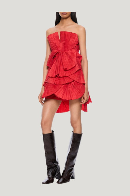 80's Red Pleated Mini Dress — carry 3