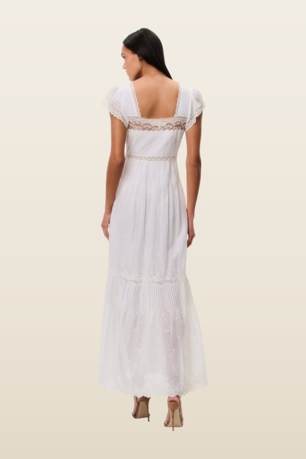 Georgine Cotton Lace Maxi Dress — model back